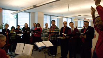 The UCOP Singers, led by Willie Archer, have performed at UCOP for 34 years.
