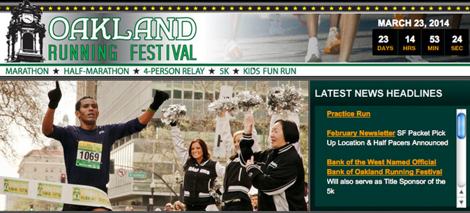 Screen grab from Oakland Running Festival website