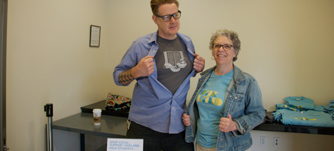 Matt Leet and Tracy FitzGerald in T-shirts