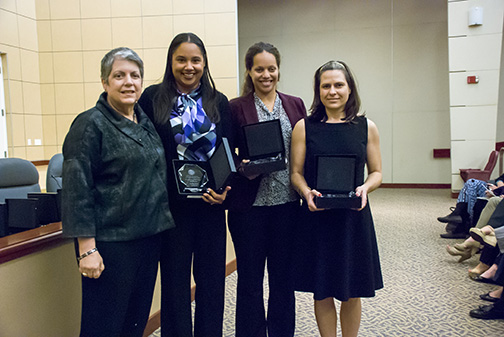 Candace Jones, Siena Sarmiento (HR) and Karla Wood (UC Health) were honored for their creation of a Linkedin group where UCOP employees can collaborate with colleagues.