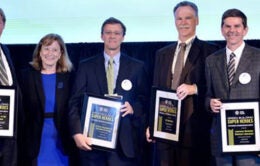 Nathan Brostrom and UC chancellors with awards