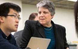 President Napolitano with UC Berkeley student