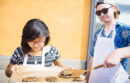 Students making burgers