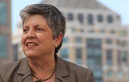 President Napolitano on Franklin patio