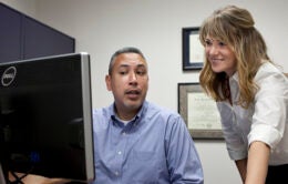 OP staff at computer