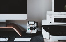 Workstation with computer and printer