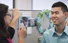 Colleagues chatting in the office