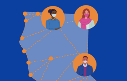 Illustration of people wearing masks in various locations