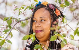 Woman wearing flower crown