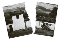Photo of CA mission torn in half