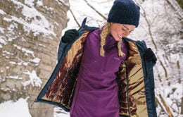 Woman walking in the snow