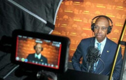 President Drake on camera at UC Davis