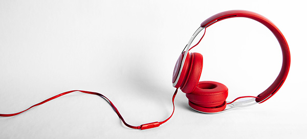 Red over-ear headphones