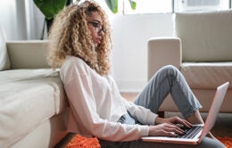 Woman using laptop computer