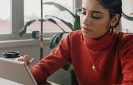 Woman working on ipad
