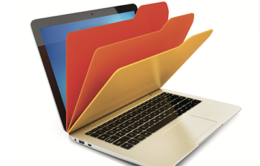 Laptop with file folders