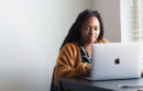 Woman working on laptop