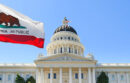 California state capitol and state flag