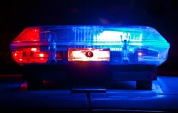 police cruiser lights against dark background