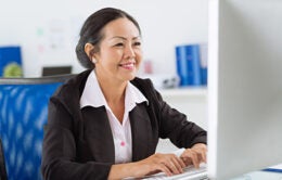 Woman working on a computer