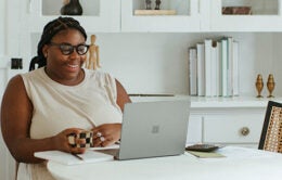 Woman working on a laptop computer
