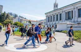 Students in front of the UC Berkeley library