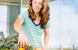 Woman sorting produce