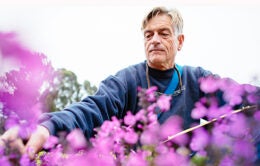 Man working in a flower garden