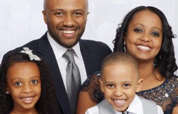 Andenet Emiru with his wife, Woubejig, daughter, Solie, and son, Annu.
