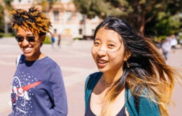 students walking on campus