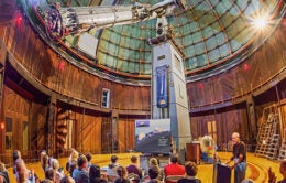 Participants check out the 2023 UC Santa Cruz Summer Series program at Lick Observatory.