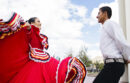 Couple dancing in traditional Mexican attire at UC Merced