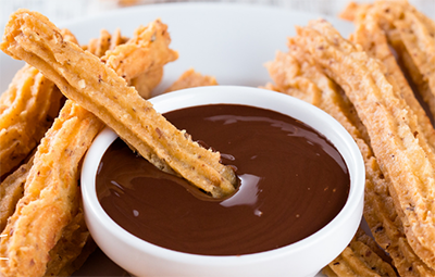 Churros with melted chocolate will be available at the LaSA bake sale!