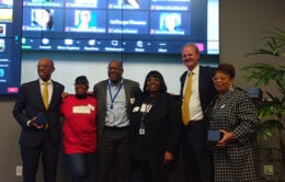 President Drake, Joyce Price, Charlie Robinson, Roni Wilson, Nathan Brostrom and Cheryl Lloyd