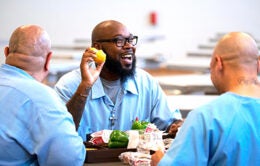 Inmates eating at California State Prison Solano