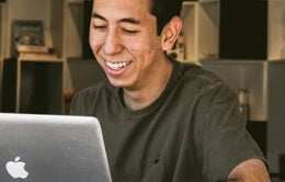 Man working on a laptop computer