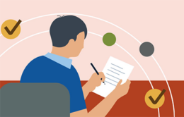 Man working on list of goals