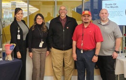 VAUS leadership and members by their Memorial Day display at UCPath. (L to R: Martha Naber, Virginia Nixon, Mark Romo, Edwin Soto and Patrick Evans)