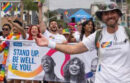 Daniel Kasprowicz leads UCLA Health staff walking in the 2023 Los Angeles Pride Parade.