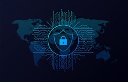 Abstract banner. Cyber security in 3d style.