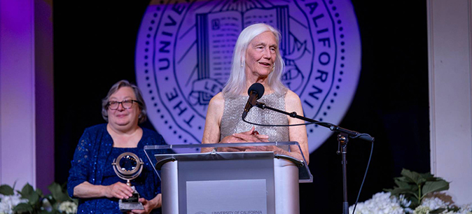 Pres. Drake awards UC Presidential Medal to Julie Packard, co-founder of the Monterey Bay Aquarium