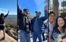 Catherine Spear hiking, Calvin Turner and a friend at Mardi Gras, Junna Ro and her family at UCLA graduation