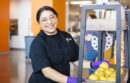 UC Merced food service worker at “The Pavilion” dining hall.