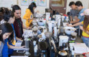 Students prepare to craft their brews in the coffee lab at UC Davis