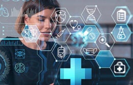 Person using a computer with health care information