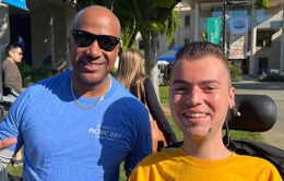 Ryan Manriquez, right, with UC Davis Chancellor Gary May.