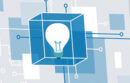 Illustration of a lightbulb in a translucent box