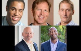 headshots of Anthony D. Joseph, Stefan Savage, Giovanni Vigna, Van Williams and Monte Ratzlaff