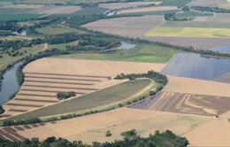 California delta-area farmland and river