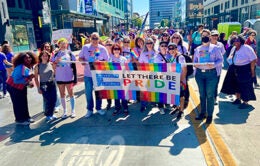 UCOP staff in Downtown Oakland at 2023 Pride parade